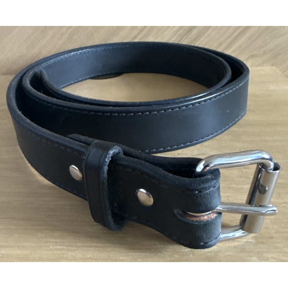 Hanks Belts Gunner Stitched Full Grain Black Leather Size 50 Made in USA